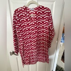 Roberta Roller Rabbit Vneck Tunic Blouse red and white